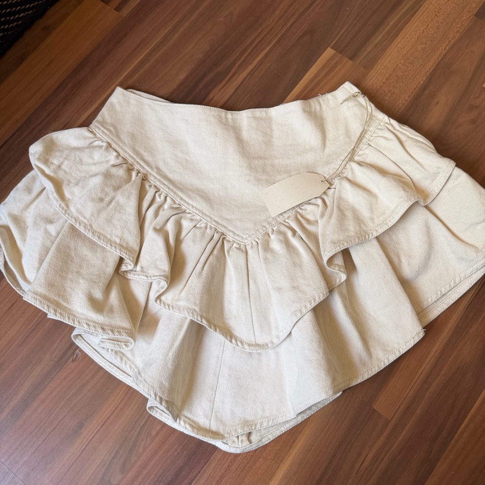 Ruffle Skort Cream Mini Skirt